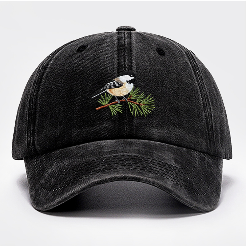 Embroidered Chickadee Baseball Cap