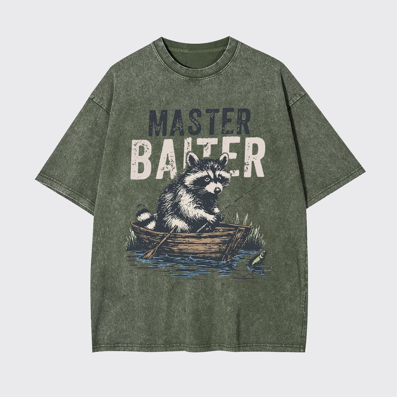 Funny Raccoon Bass Fishing Garment-dye Tees