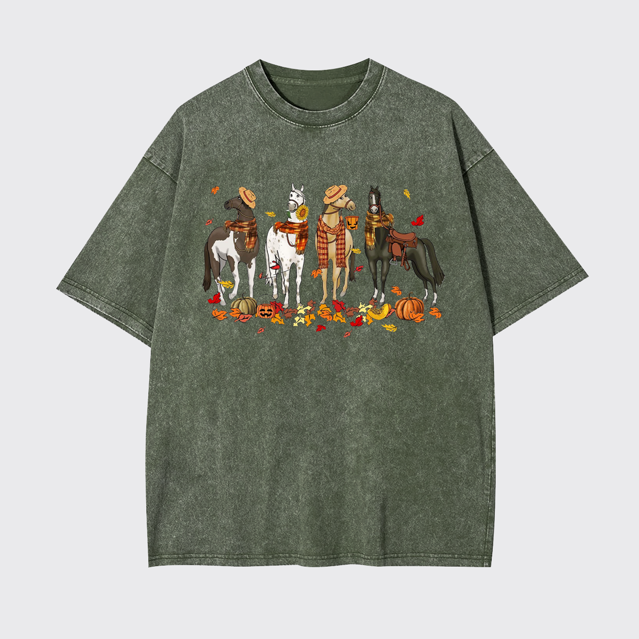 Halloween Ghost Horse Garment-dye Tees