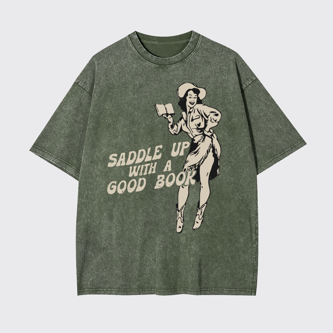 Retro Western Country Bookish Cowgirl Garment-dye Tees