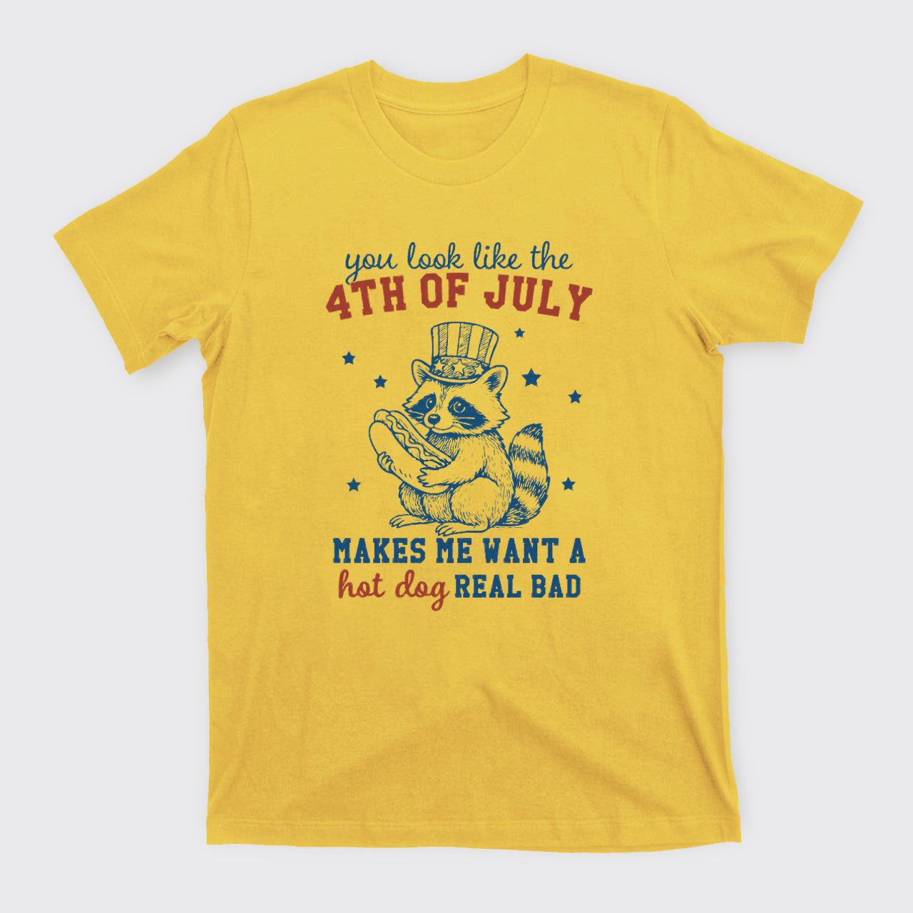 Funny Raccoon-Retro America Hot Dog T-Shirts