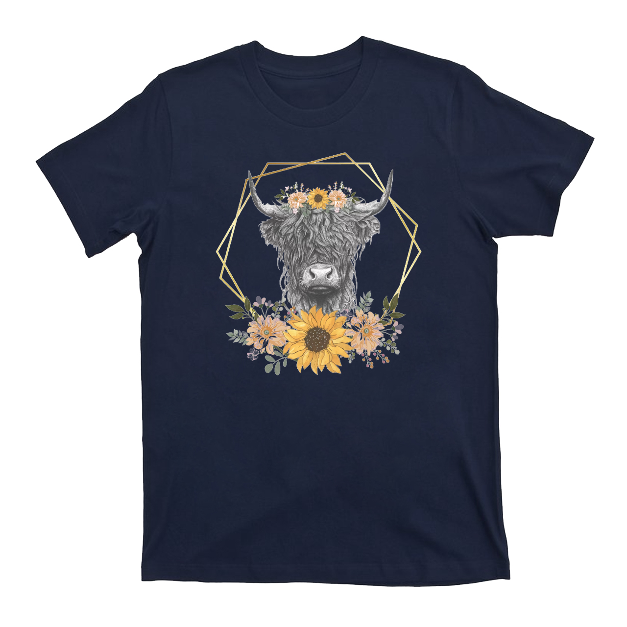 Highland Cow Sunflower Sea Valentine T-Shirts