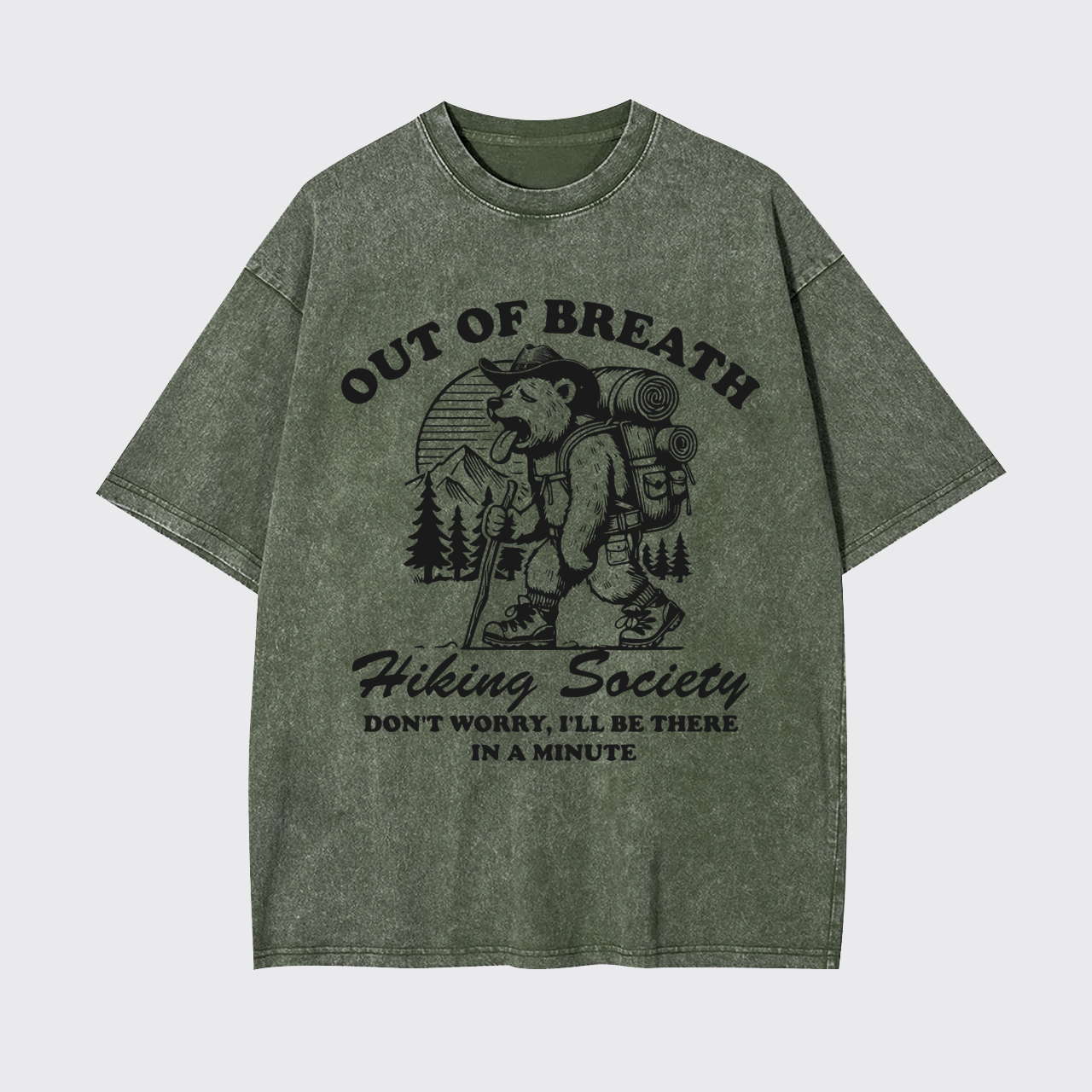 Out of Breath Hiking Bear Garment-dye Tees
