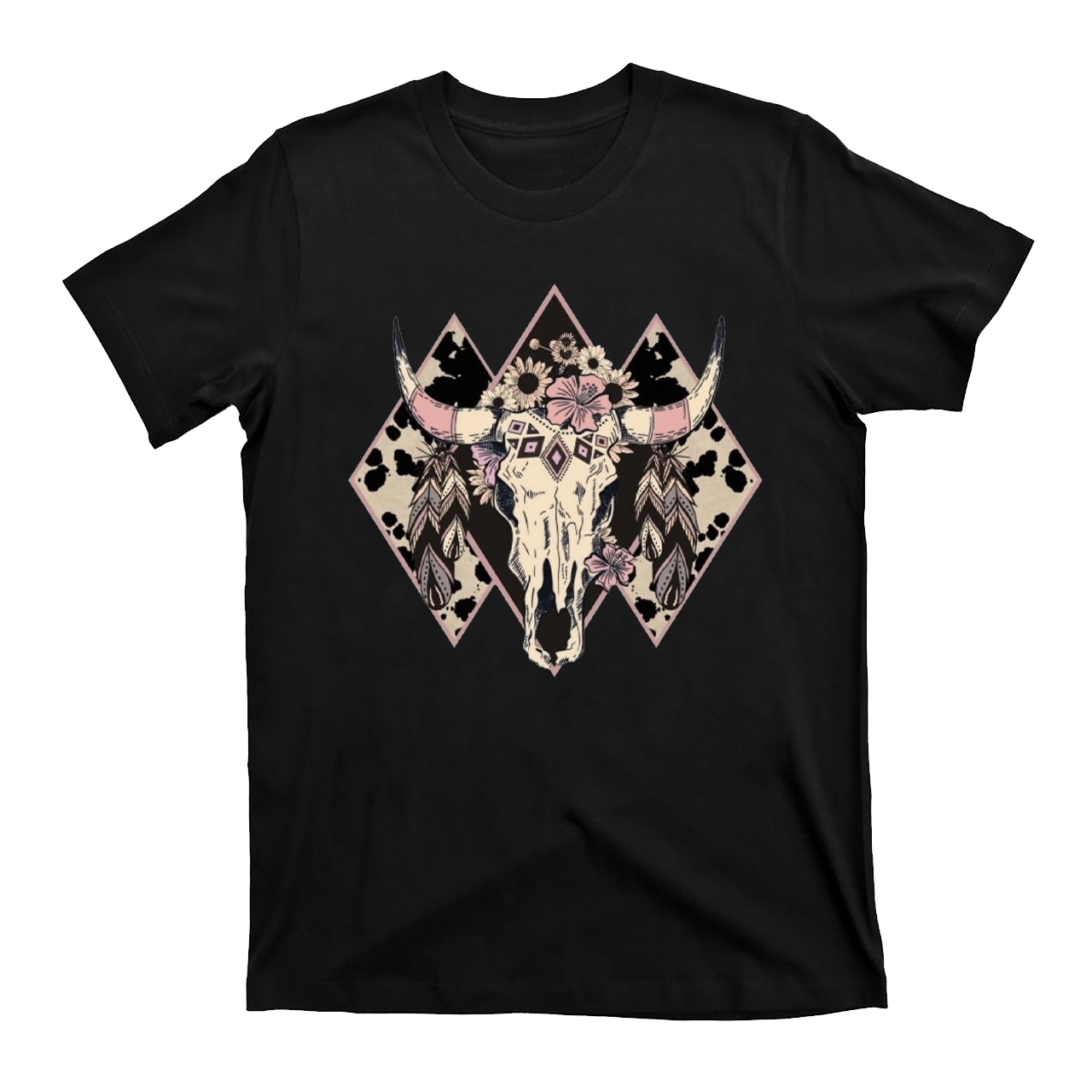 Aztec Western Bull Skull Cowboys  T-Shirts