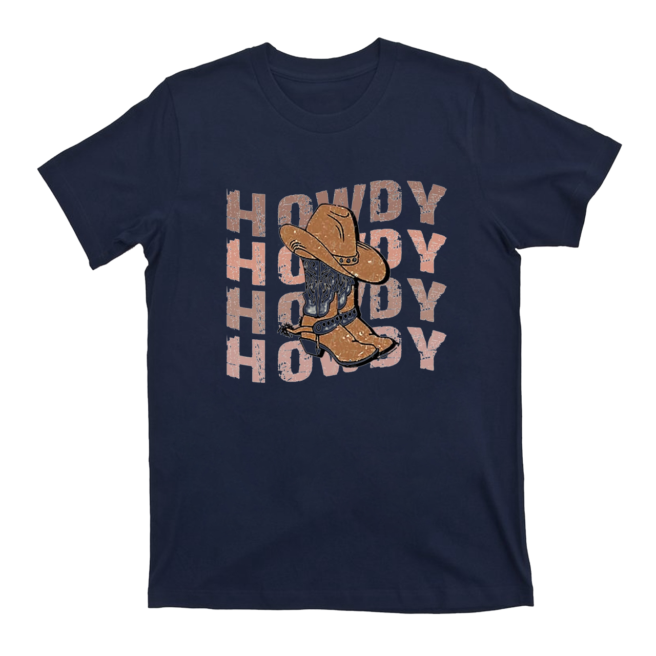 Howdy Boots Cowboy Hat Distressed Vintage T-Shirts