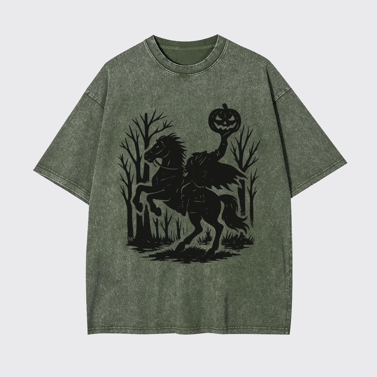 Halloween Scary Headless Horseman Garment-dye Tees