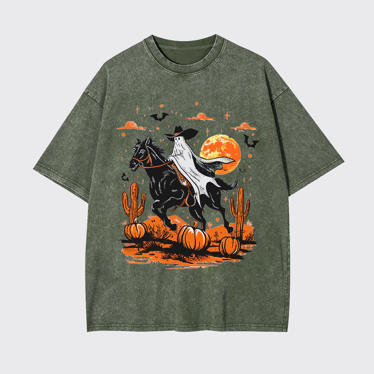 Retro Halloween Ghost Rider Garment-dye Tees