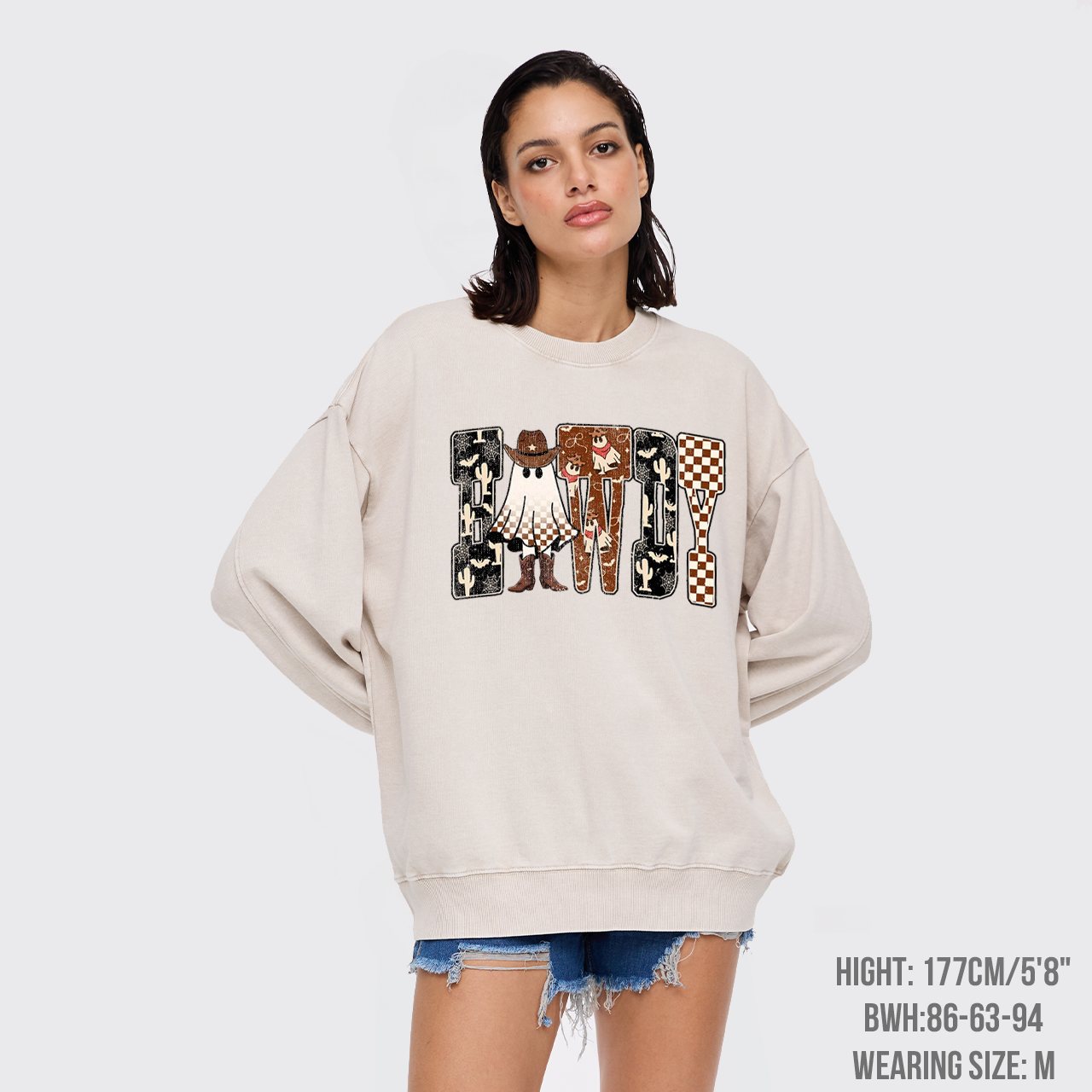 Howdy Western Halloween Ghost Washed Sweatshirts