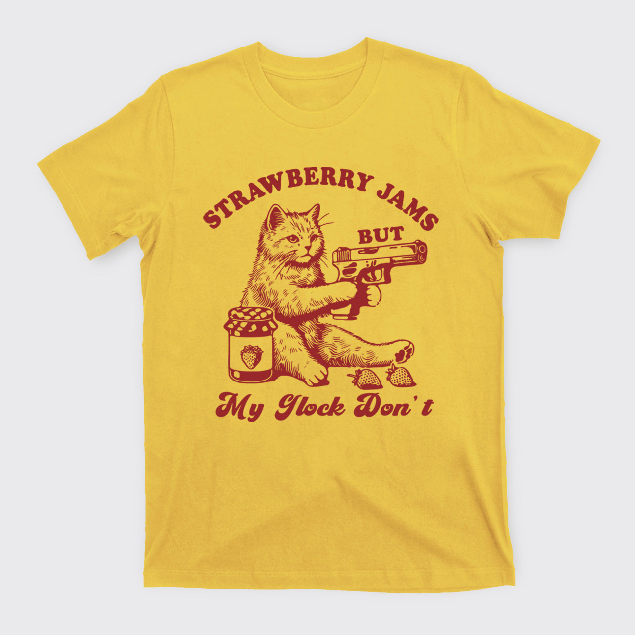 Funny Raccoon-Strawberry Jams But My Glock Don't T-Shirts