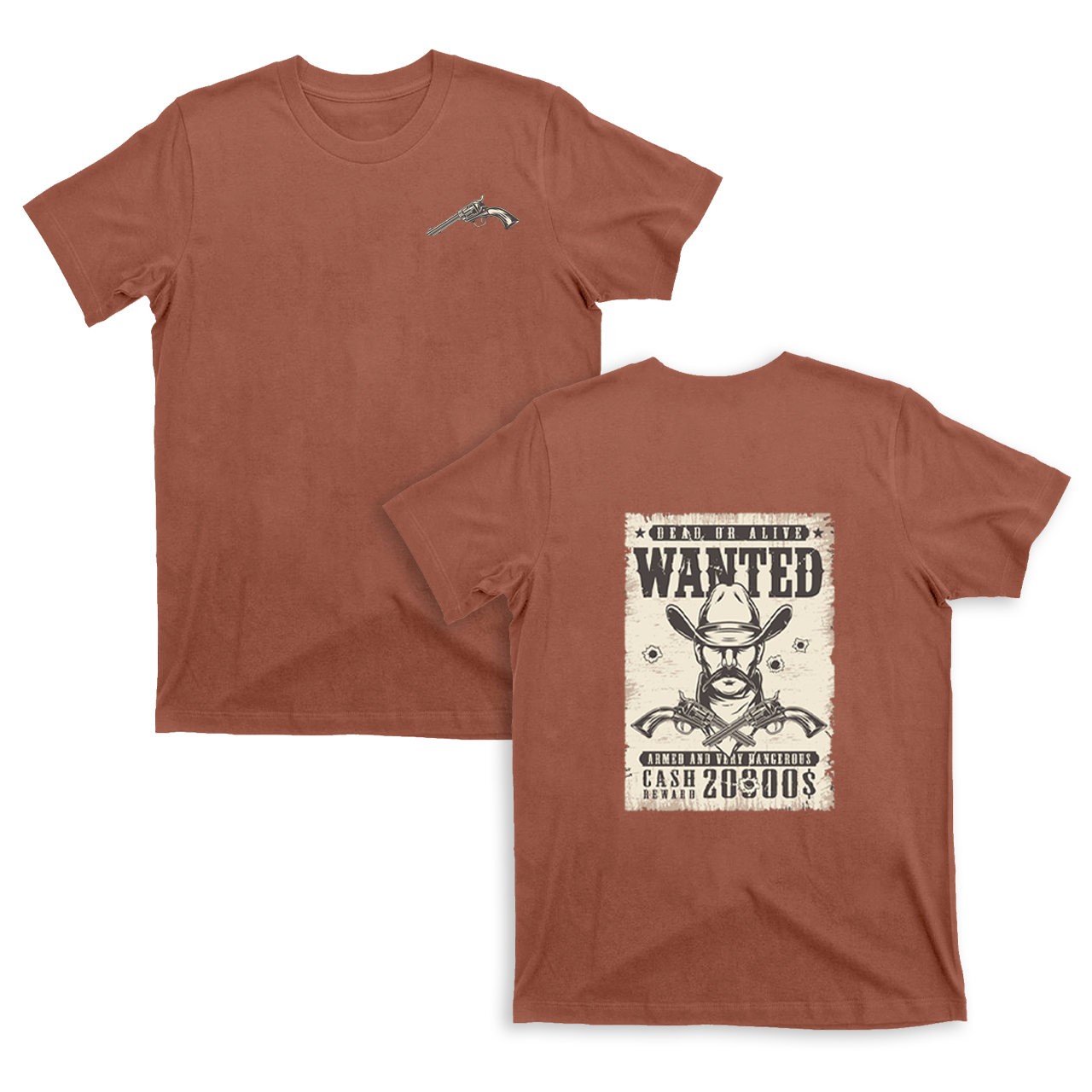 Vintage Wanted Wild West Poster Double Sided Printing T-Shirts