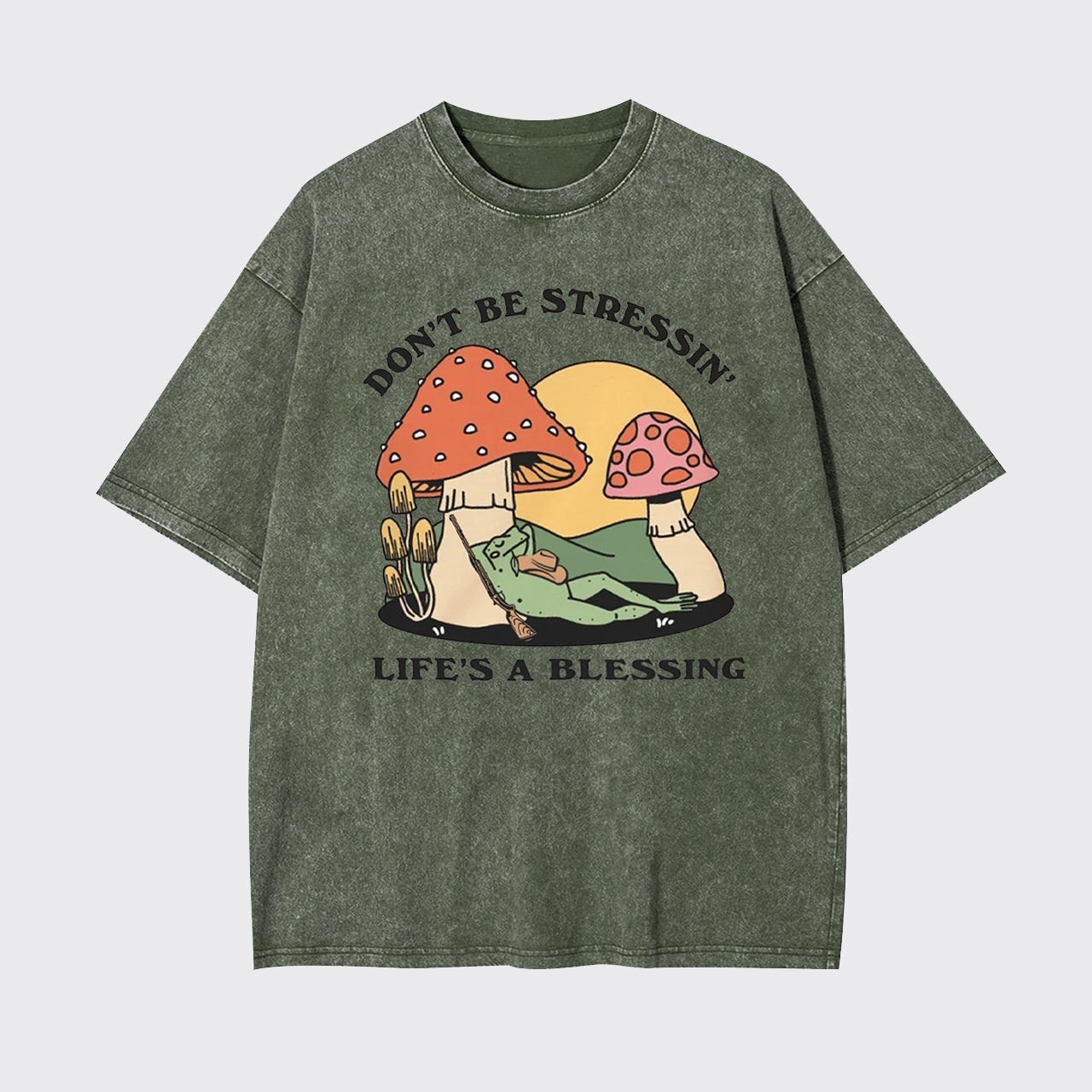 Don't Be Stressin' Life's A Blessing Garment-dye Tees