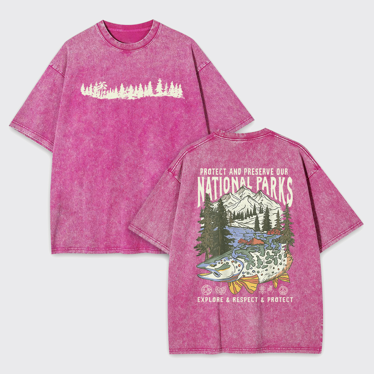 Respect The Local Wildlife Forest Hiking Garment-dye Tees