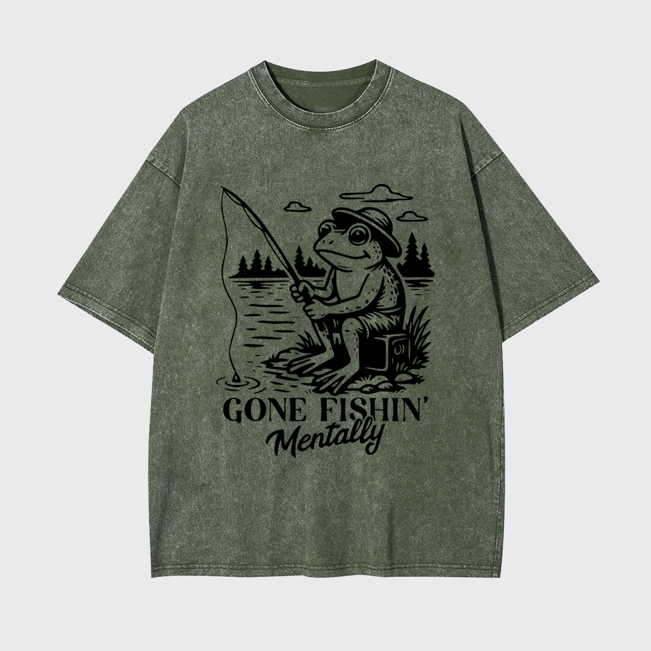Funny Frog-Gone Fishin' Garment-dye Tees