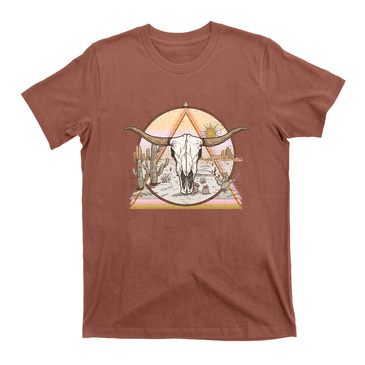 Mysterious Triangular Cow Skull Desert T-Shirts