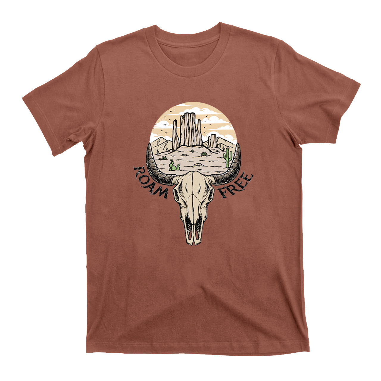Roam Free Western Cow Skull T-Shirts