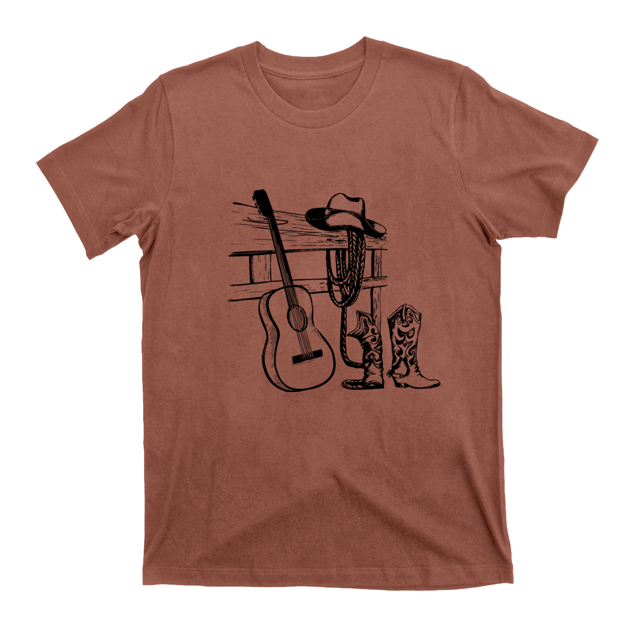 Vintage Cowboy And Music Guitar T-Shirts