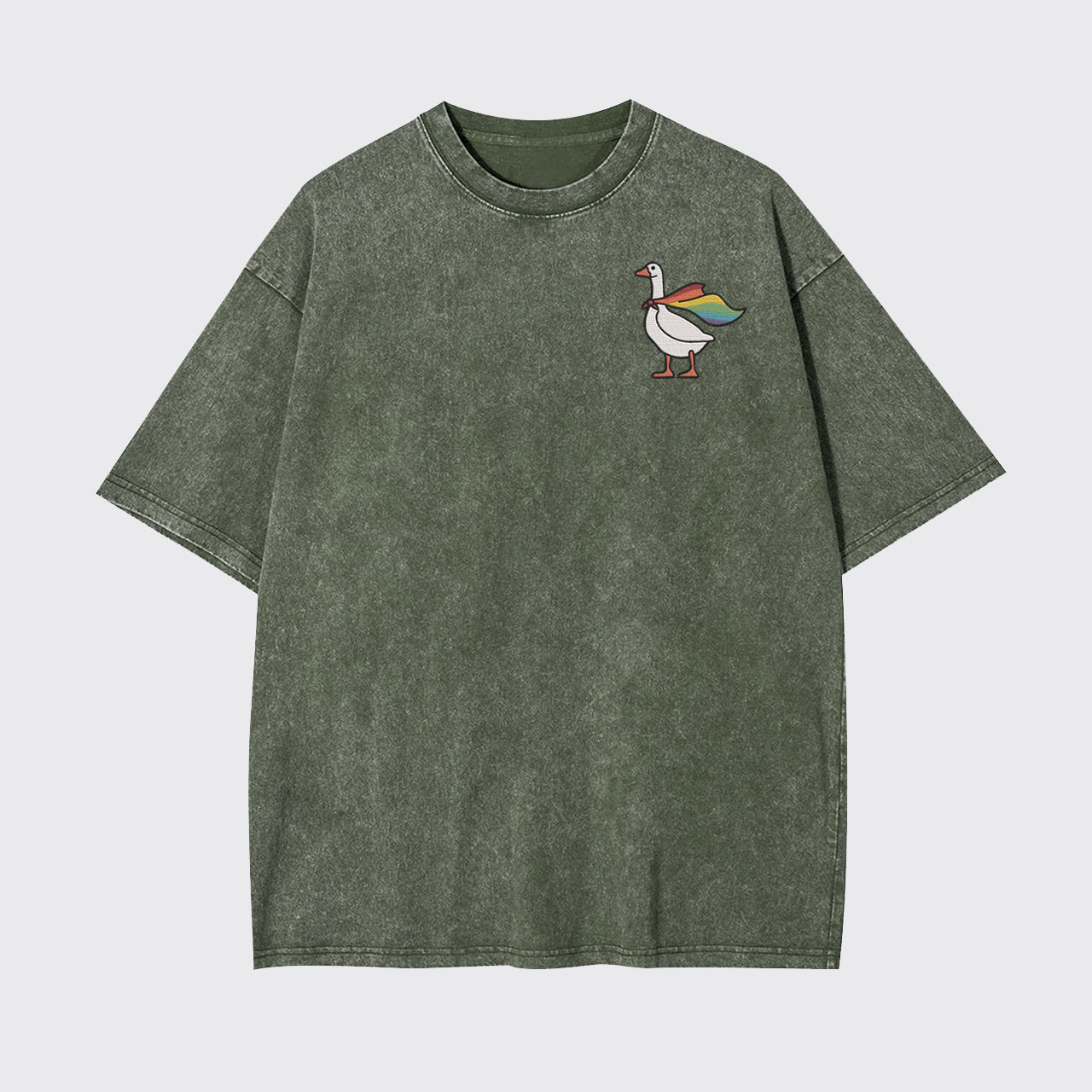 Rainbow Goose Embroidered Garment-dye Tees