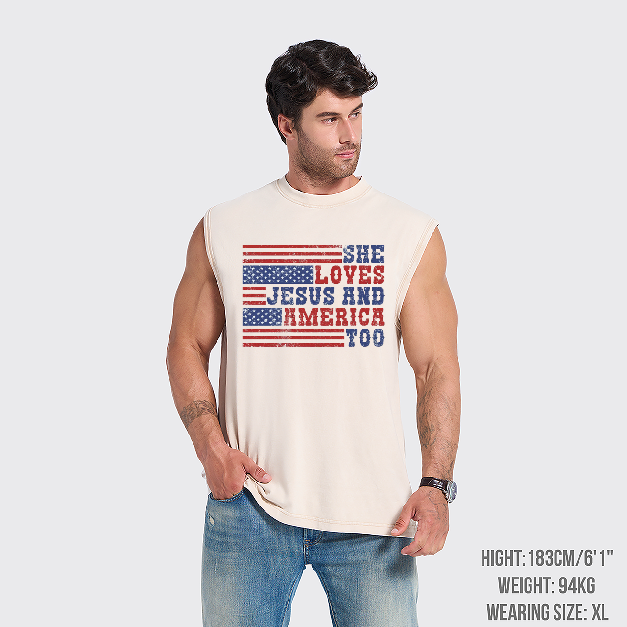 She Loves Jesus And America Too Washed Tanks