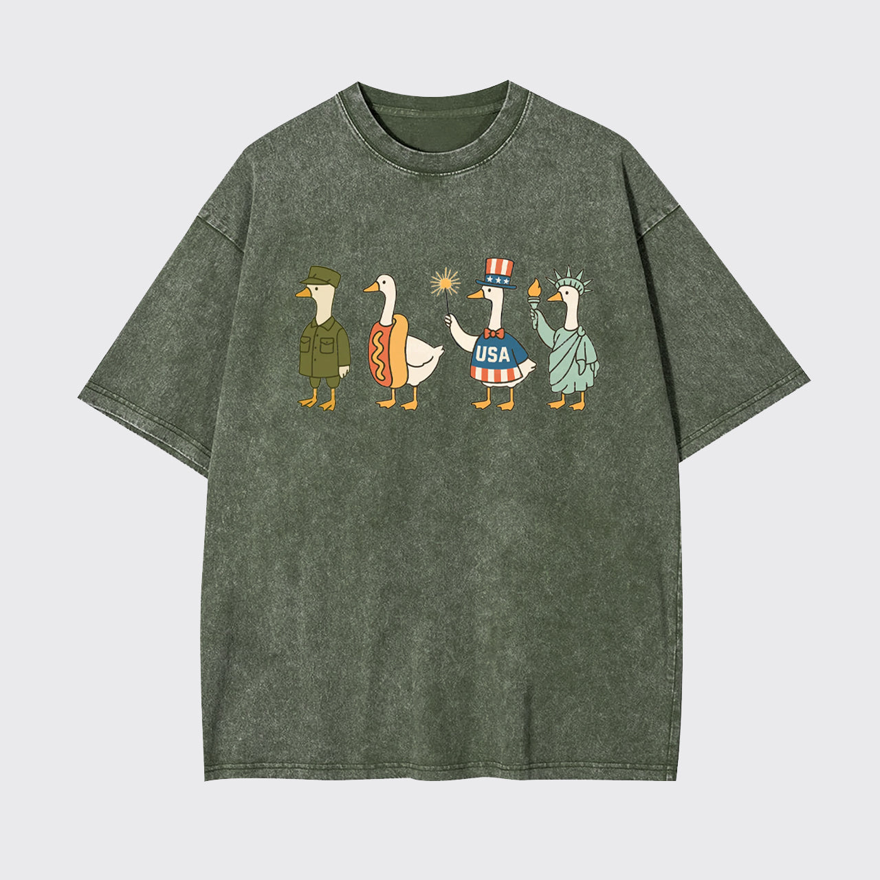 4th Of July-Patriotic Goose Garment-dye Tees