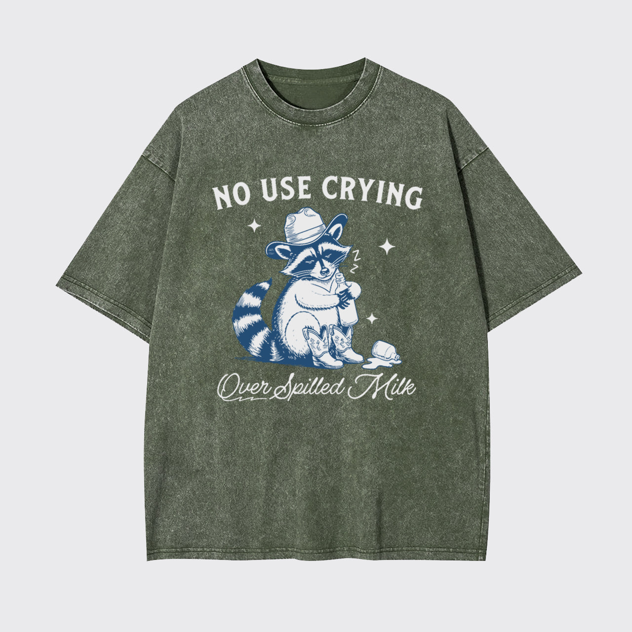 Funny Raccoon-No Use Crying Over Spilled Milk Garment-dye Tees