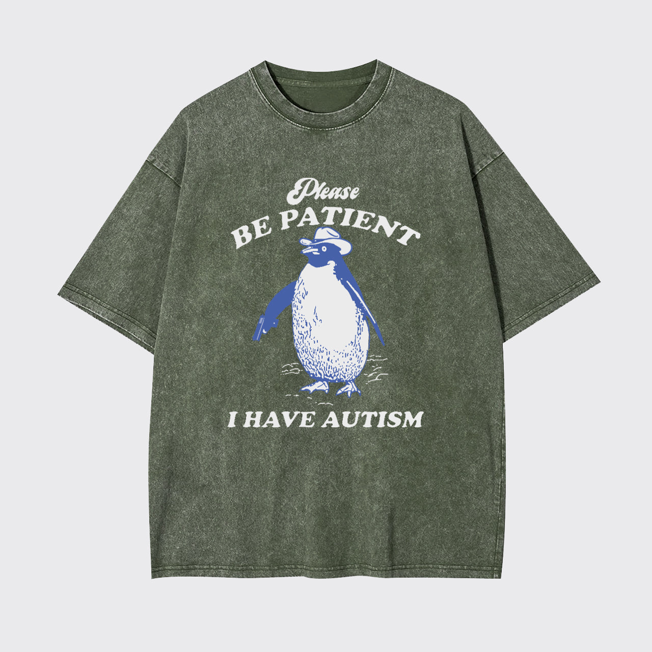 Retro Penguin-Please Be Patient Garment-dye Tees