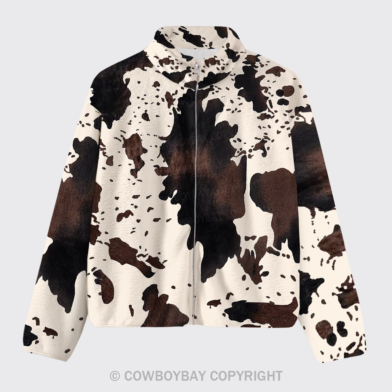 Cowhide Grain Pattern Fleece Jacket
