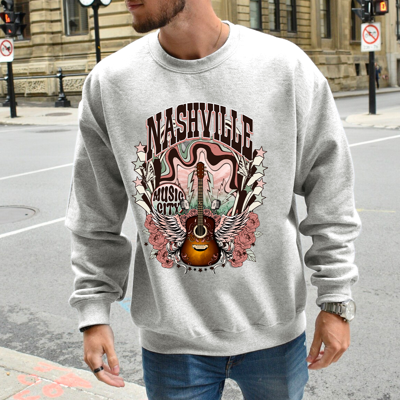 Western Nasville Music City Country Cowboy Sweatshirt