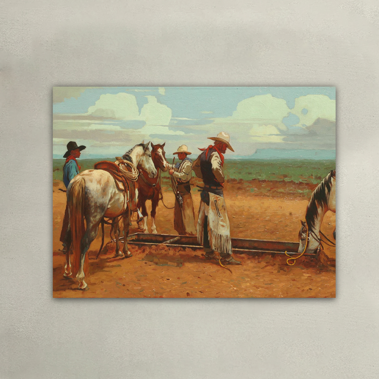 Cowboy's Daily Life Oil Painting Canvas Wall Art