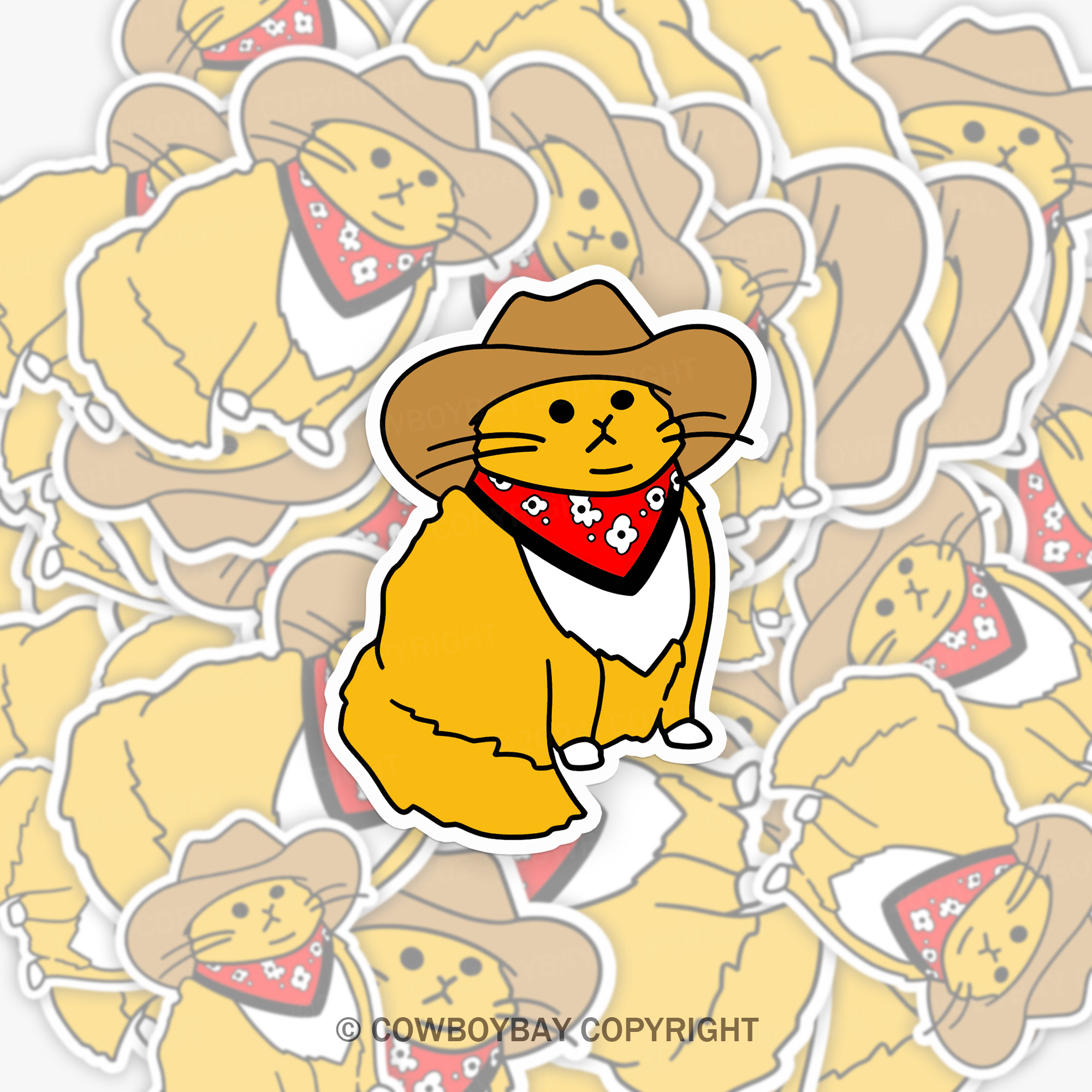 Western Cowboy Cat Sticker 