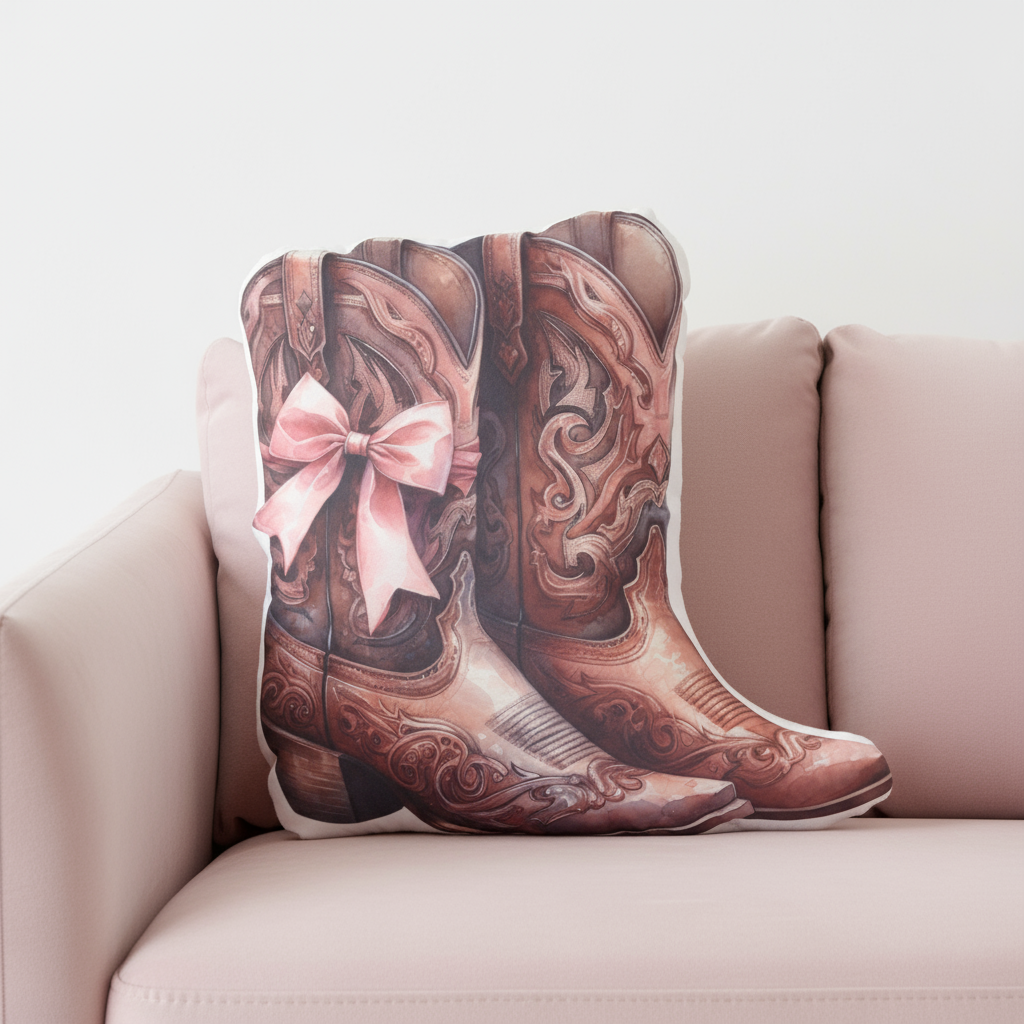 Cowboy Boot Shaped Throw Pillow