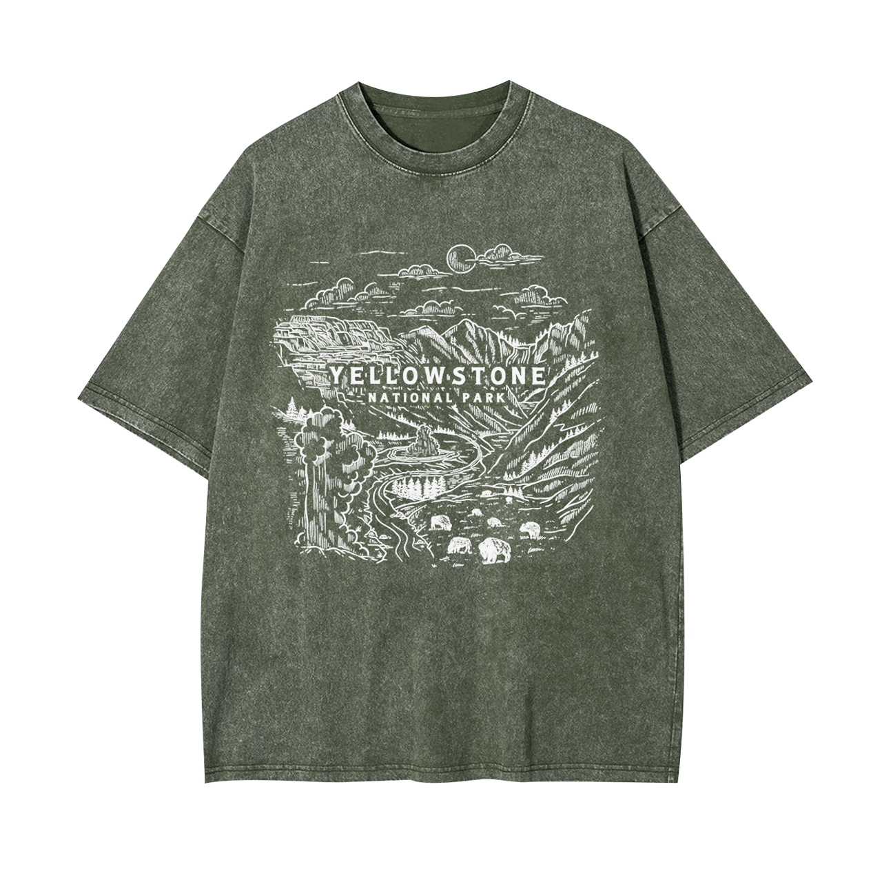 Aerial photography of Yellowstone National Park Garment-dye Tees