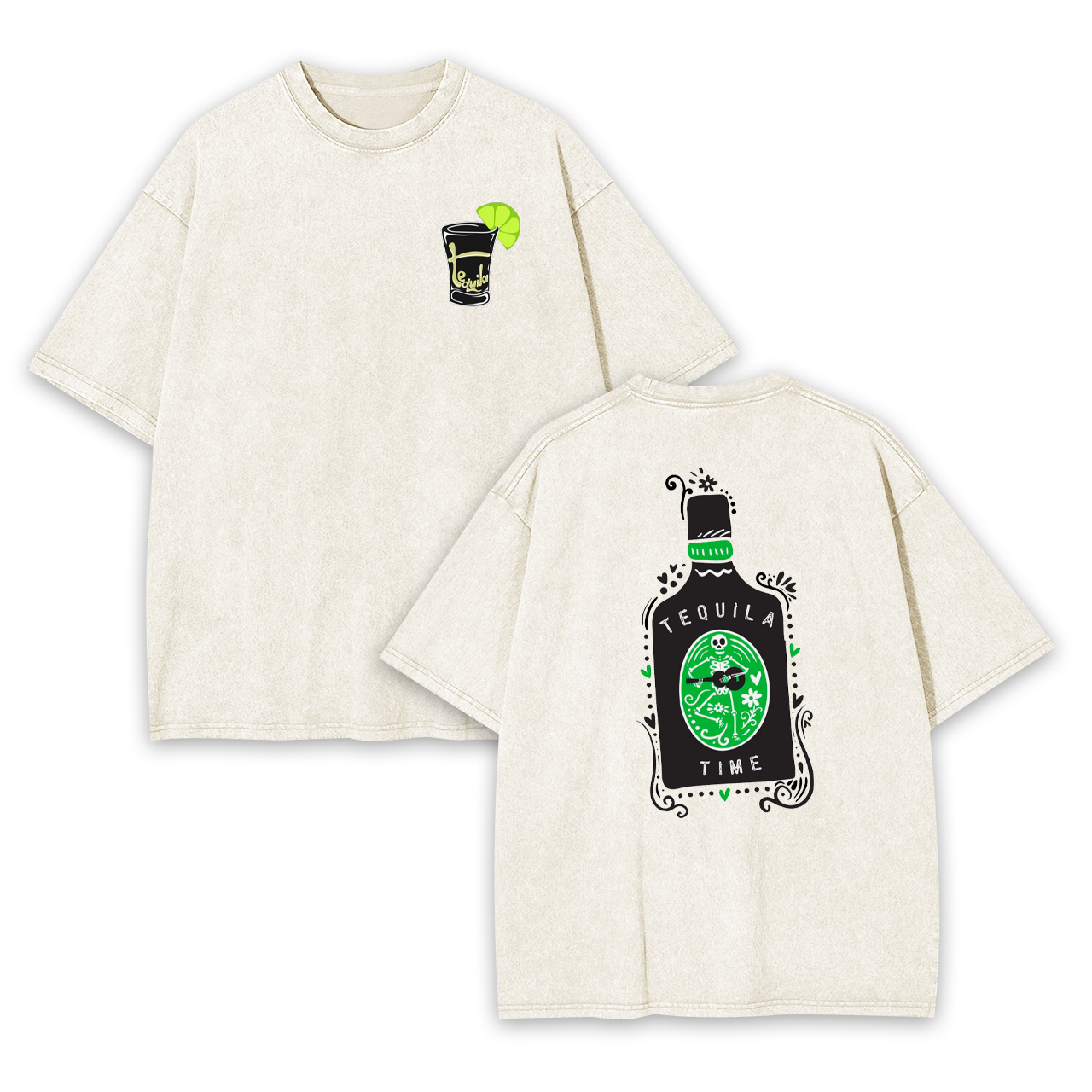 Green And Black Tequila Garment-dye Tees