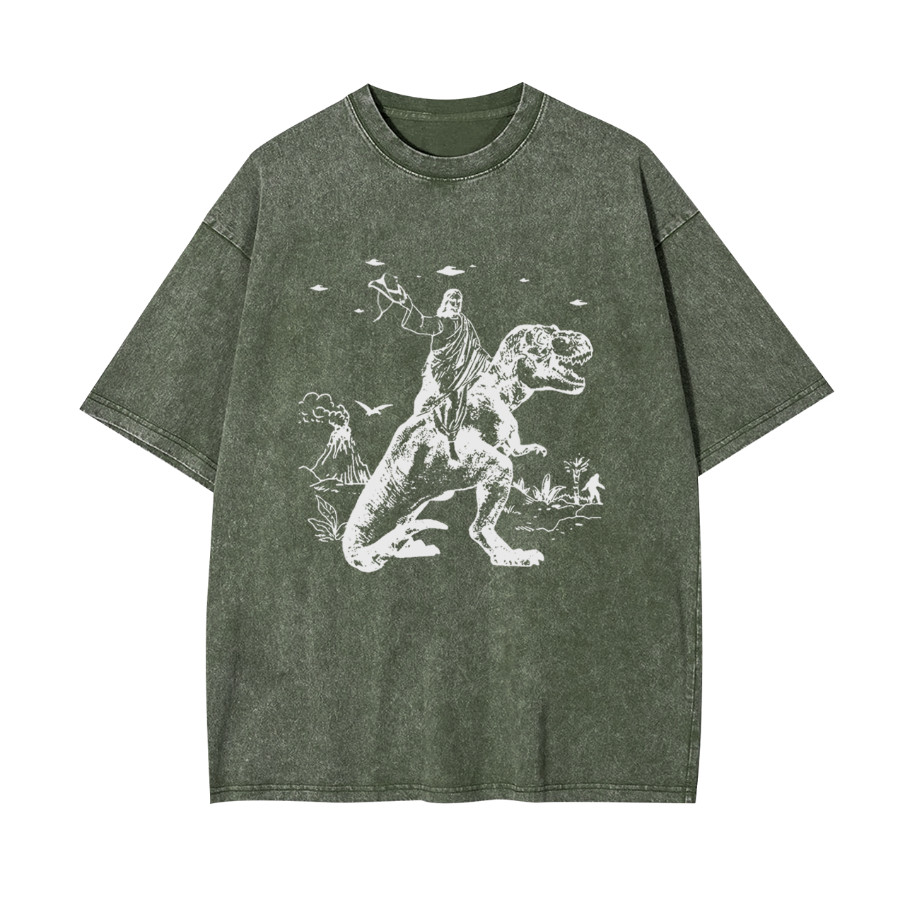 Jesus Riding Dinosaur Garment-dye Tees