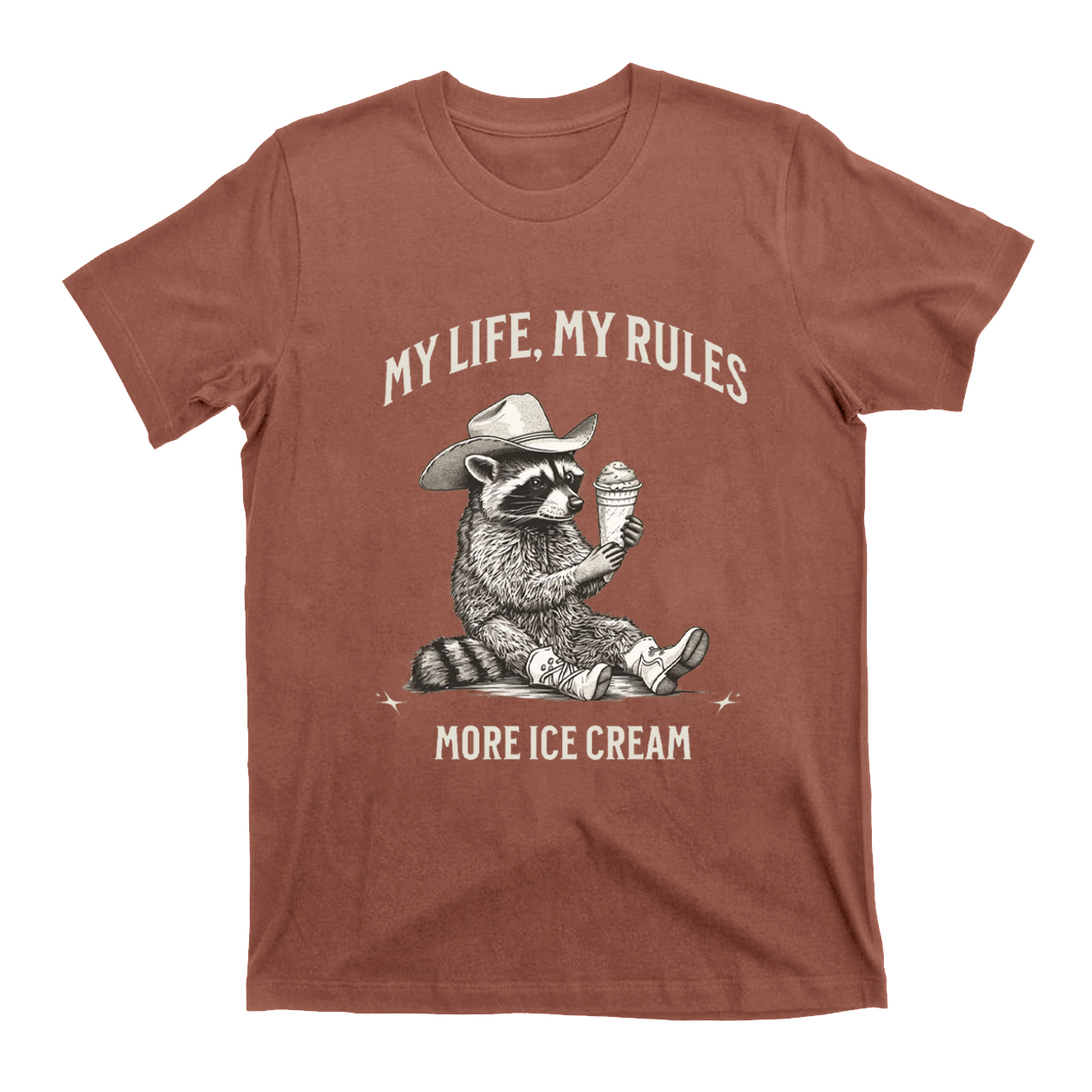 Vintage Raccoon Cowboy Ice Cream T-Shirts