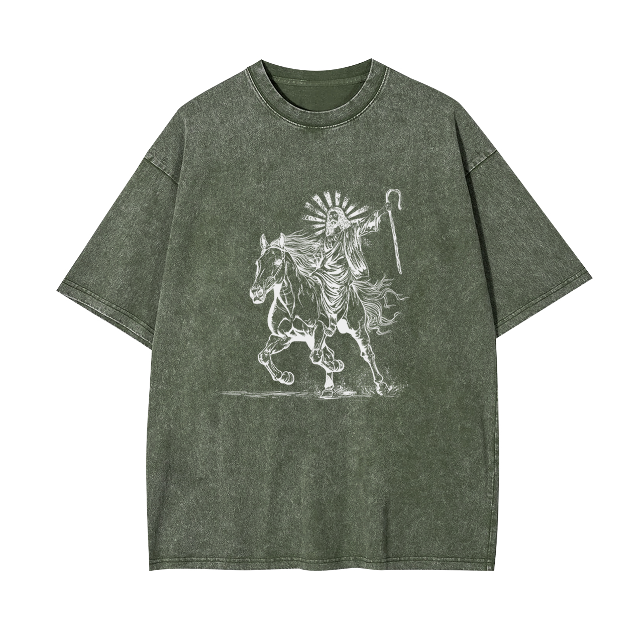 Jesus Riding Horse Garment-dye Tees