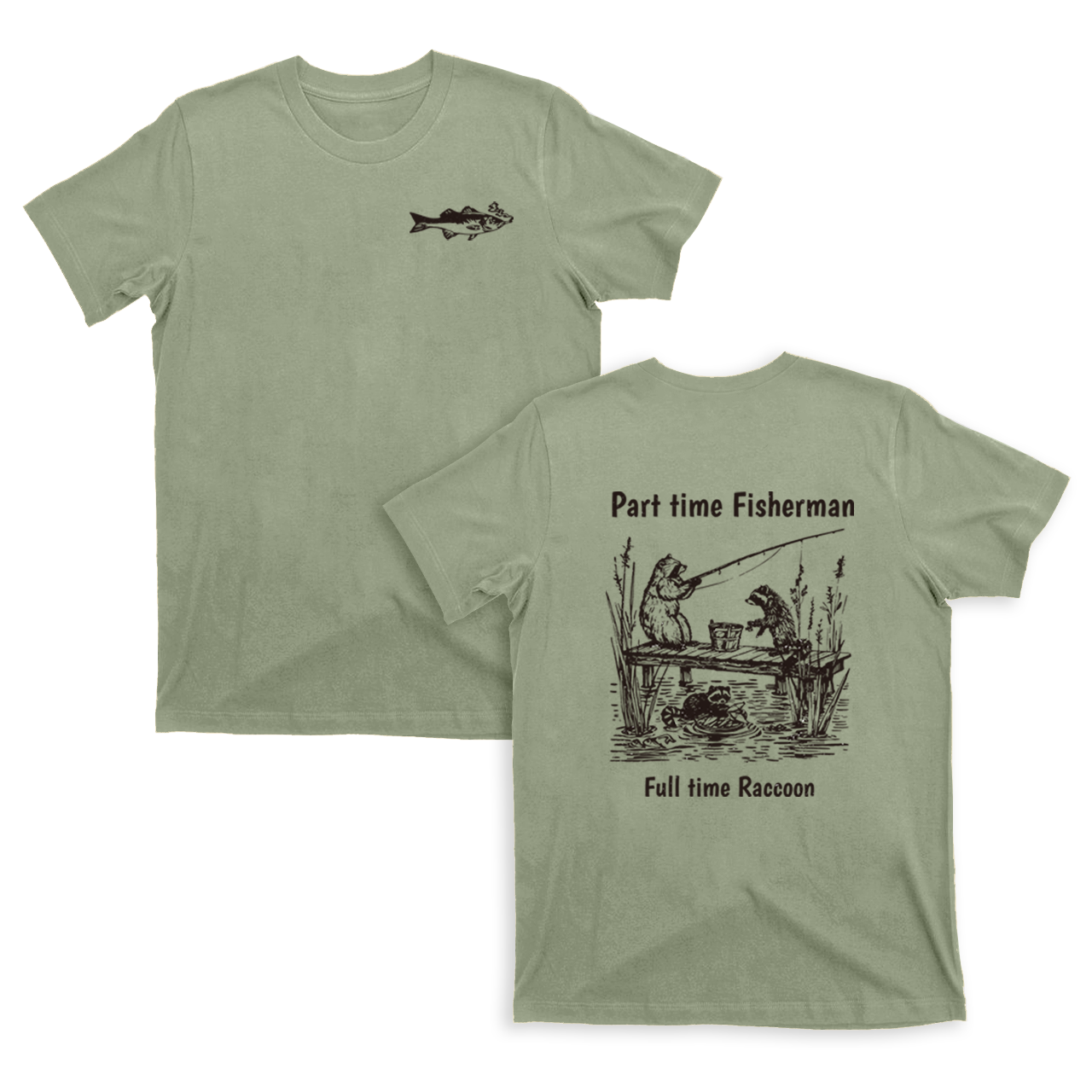 Fisherman Raccoon T-Shirts