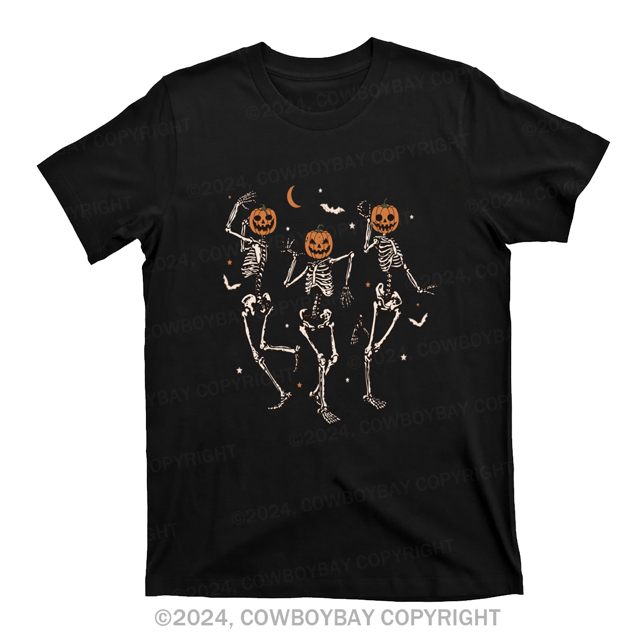 Dancing Skeleton Pumpkin Face T-Shirts