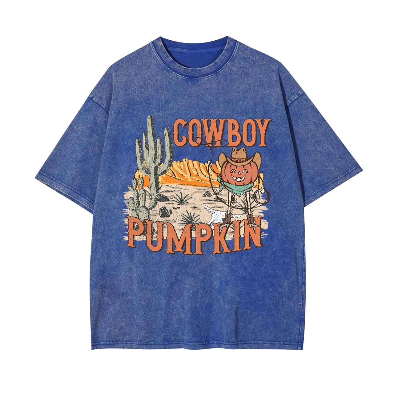 Halloween Cowboy Ghost Pumpkin Cowboy Garment-dye Tees