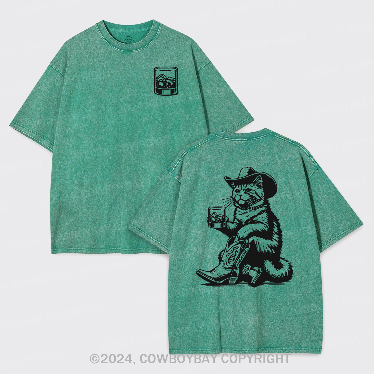 Whiskey Cowboy Cat Garment-dye Tees