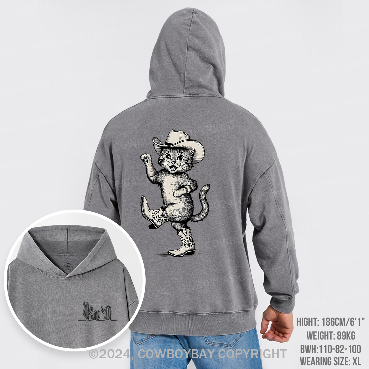 Dancing Cowboy Cat Garment-Dye Hoodies