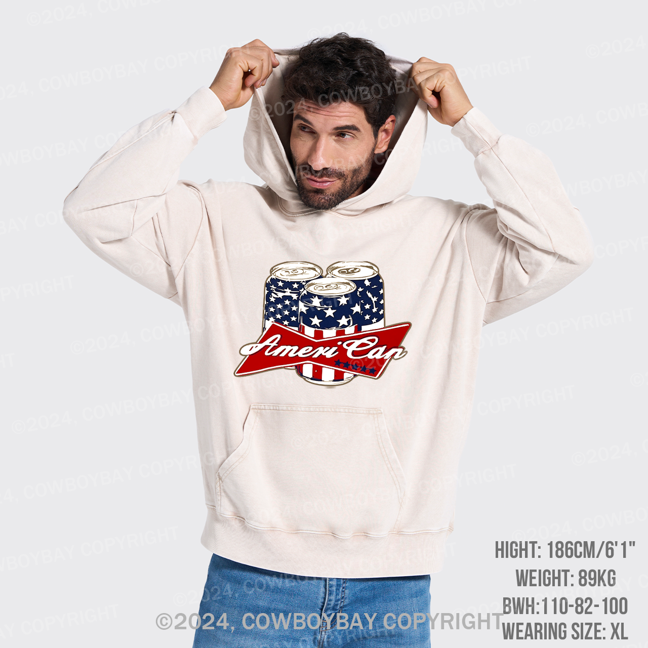 American Beer Western Garment-dye Hoodies
