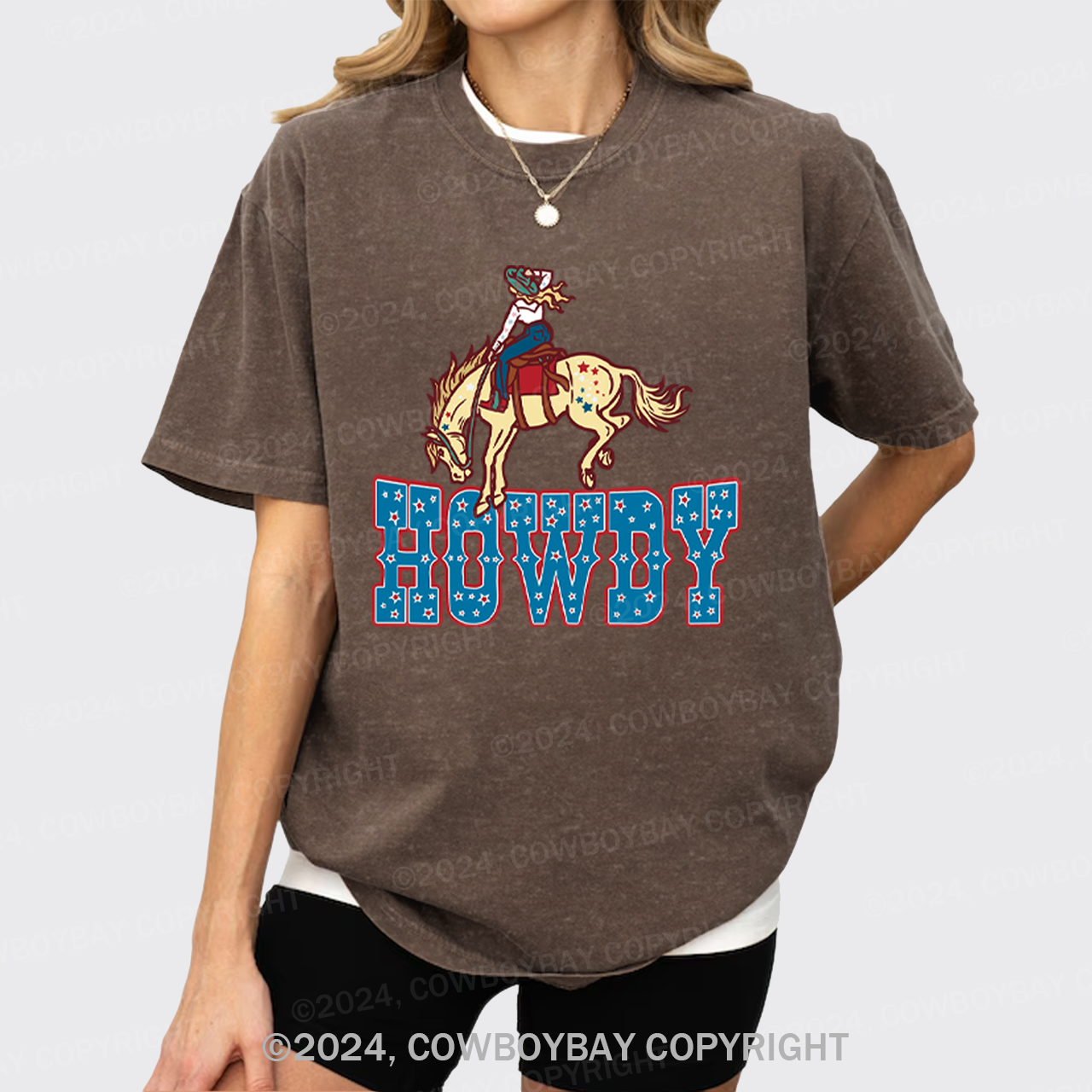 Howdy America Cowgirl Retro Cowboy Garment-dye Tees