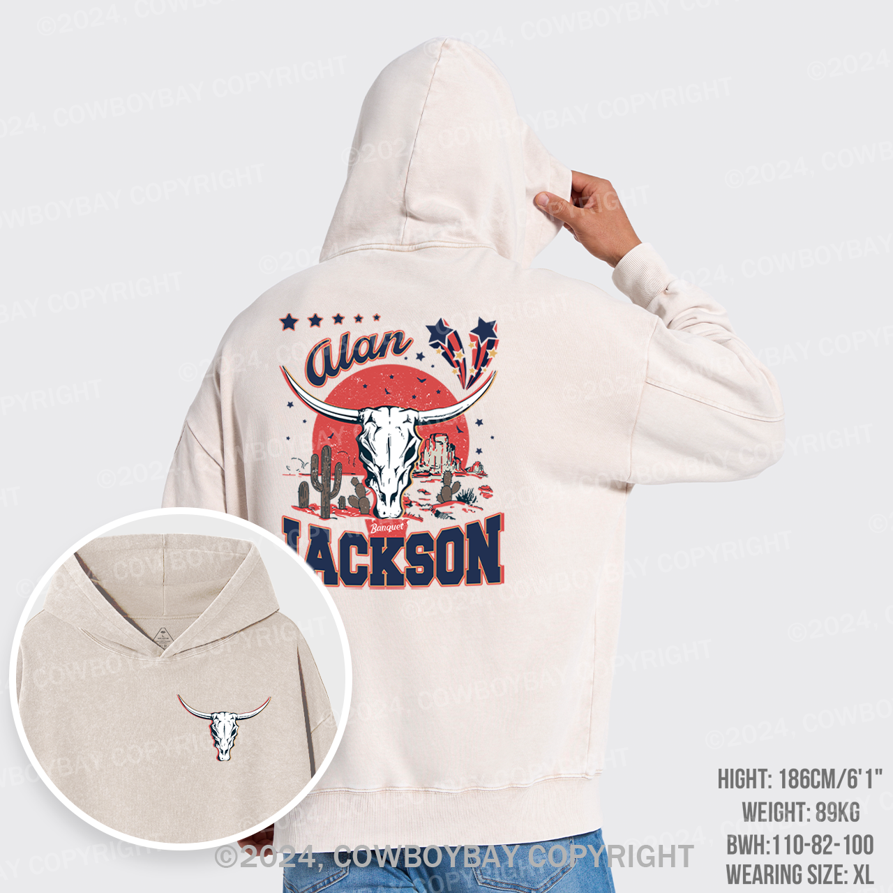 Alan Jackson Bullhead Garment-Dye Hoodies