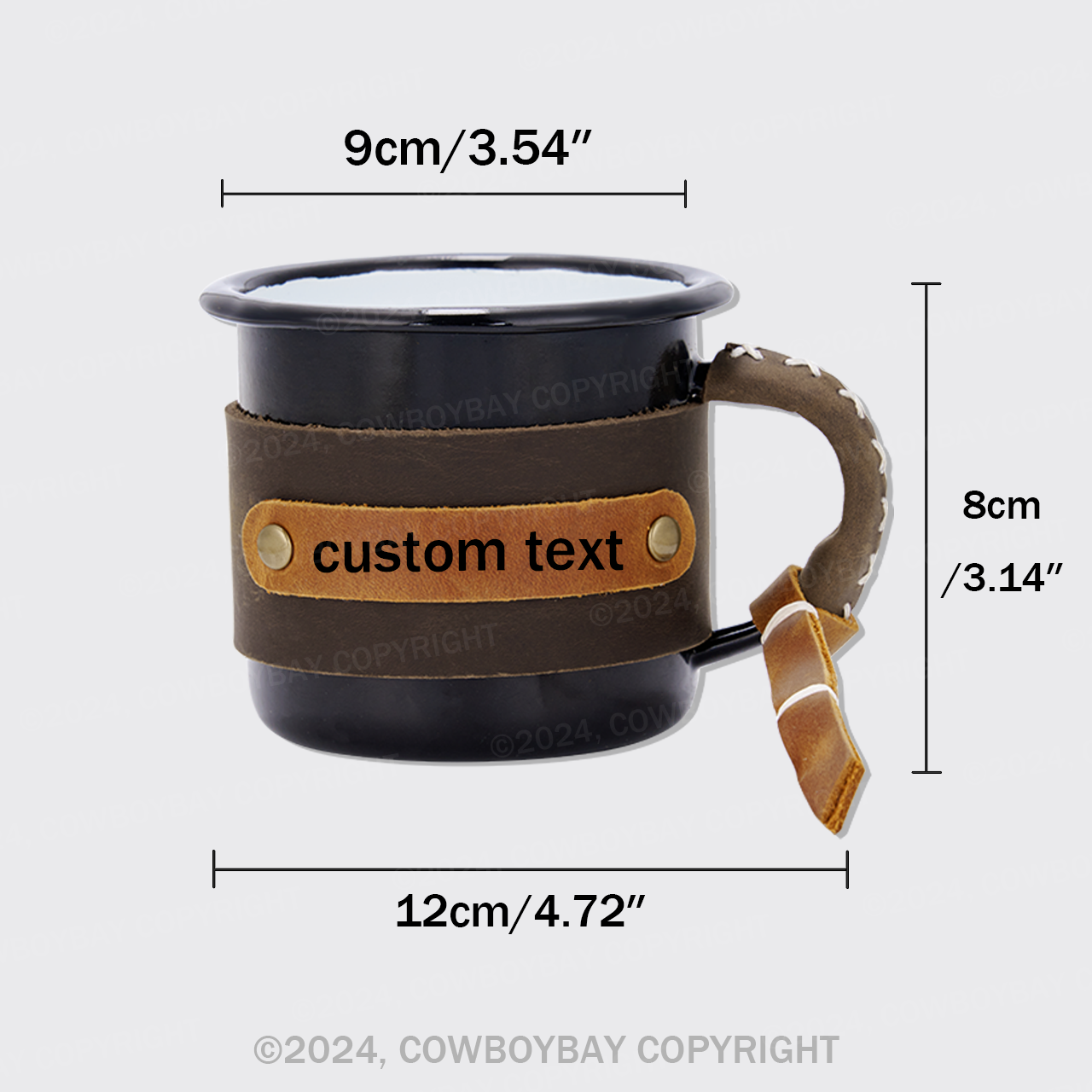 Custom Leather Vintage Mug Enamel Cup