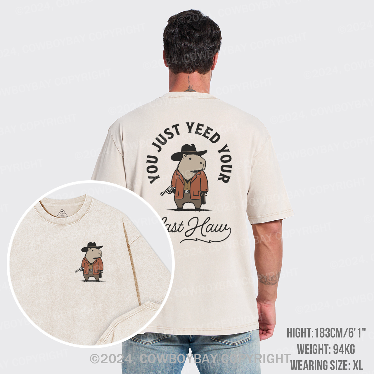 Funny Capybara Cowboy Garment-dye Tees