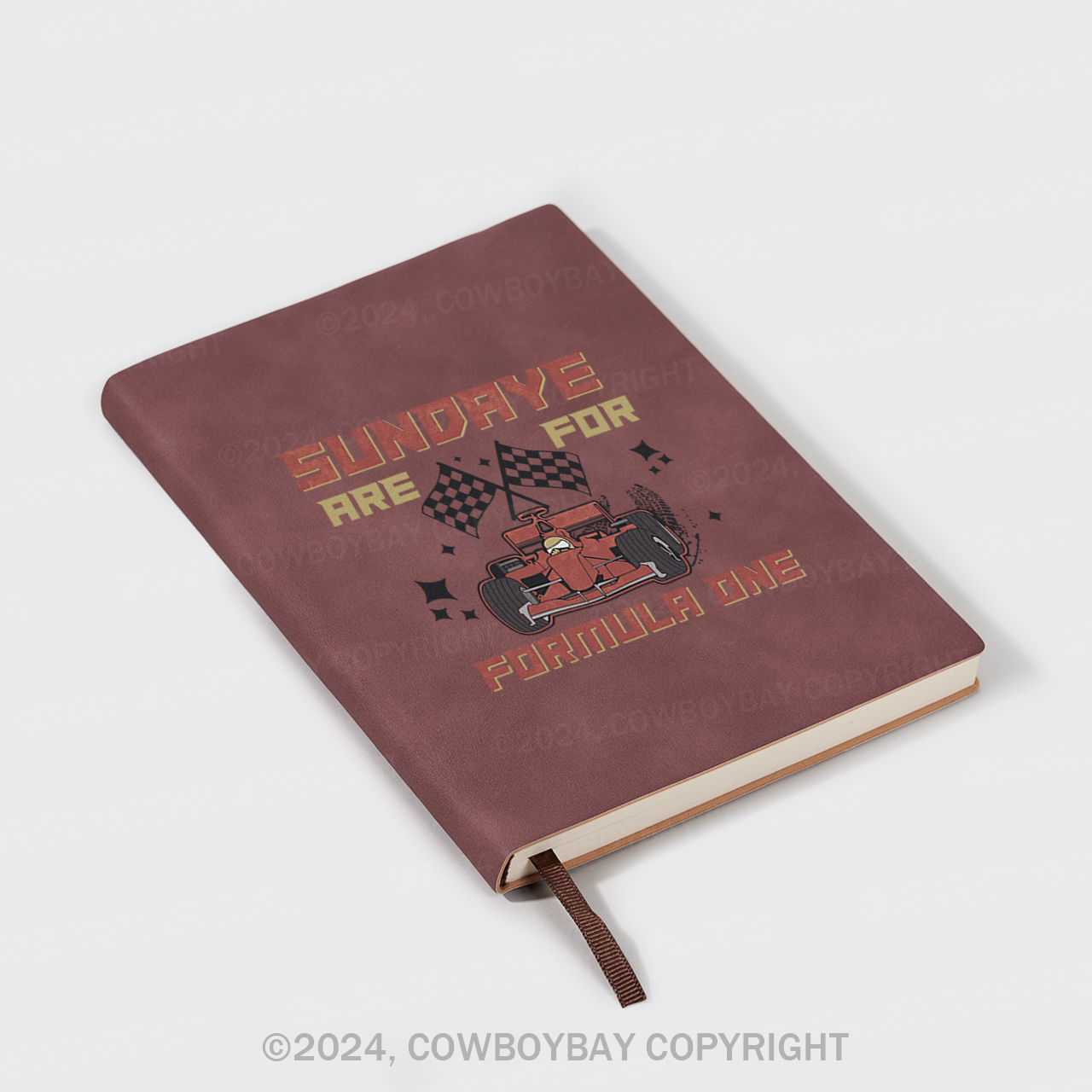 A5 Vintage Sheepbark Notebook-Sundays Are For F1 Racing