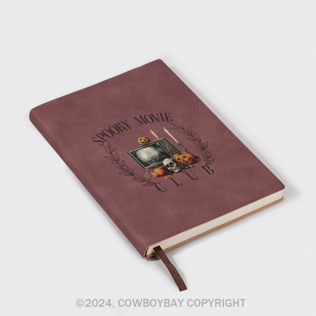 A5 Vintage Sheepbark Notebook-Spooky Movie Club