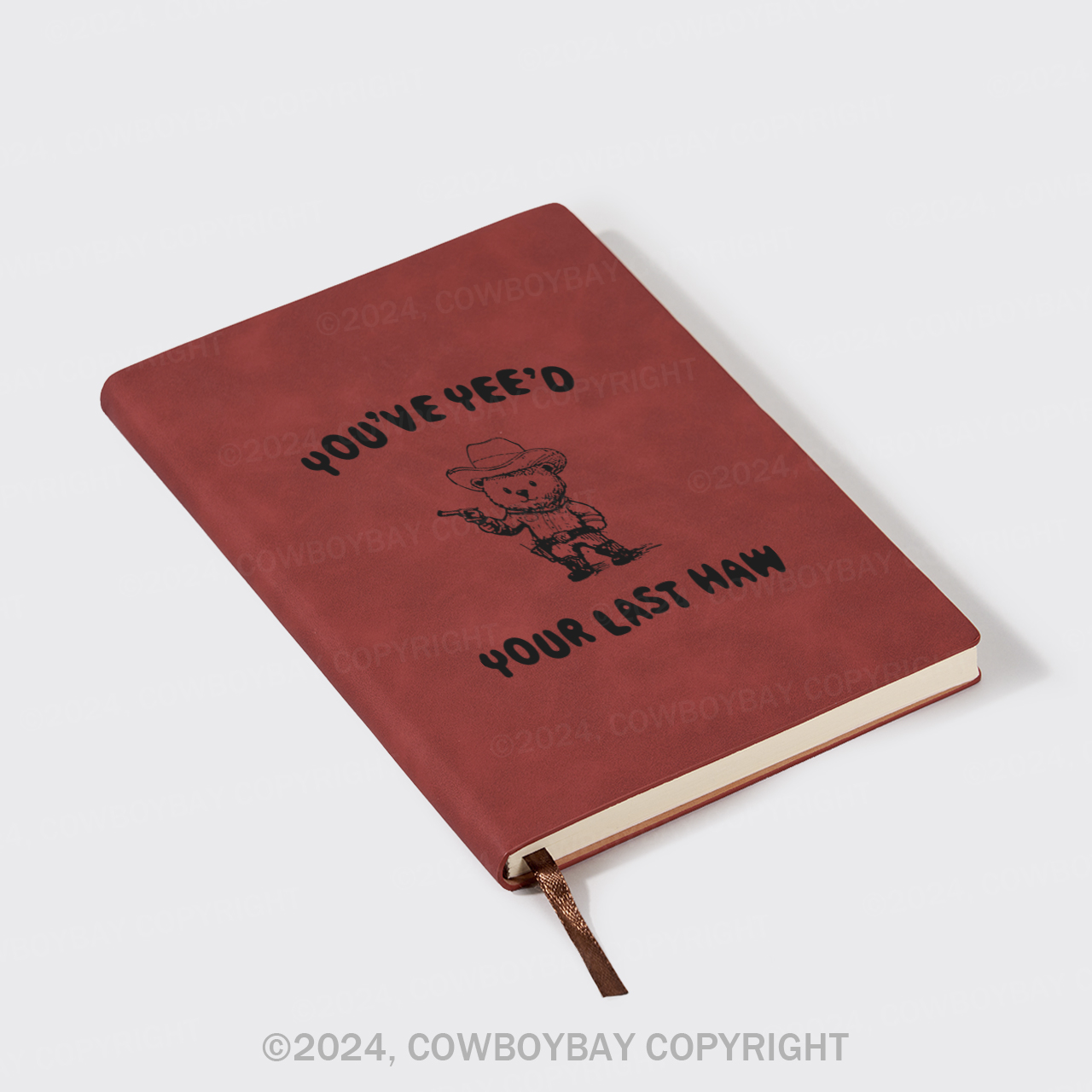 A5 Vintage Sheepbark Notebook-Cowboy Bear As A Cop