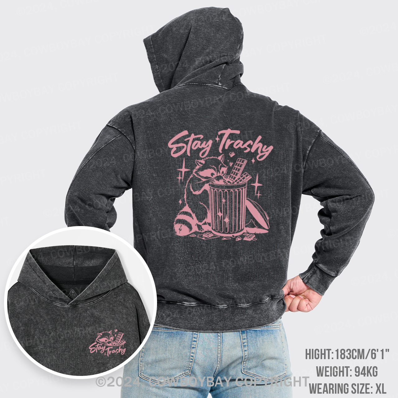Retro Stay Trashy Garment-Dye Hoodies