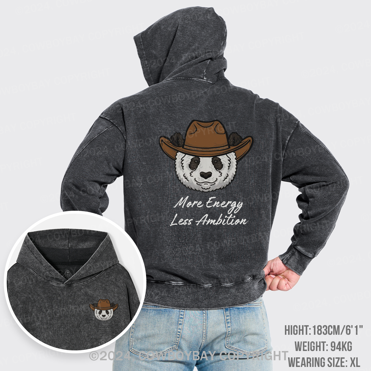 More Energy,Less Ambition Garment-Dye Hoodies